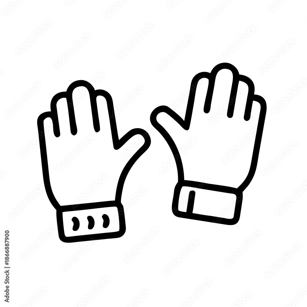 Obraz premium Line art gloves in a raised position for winter wear 