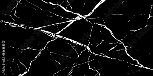 Abstract black marble texture with sharp white veins and natural stone cracks. High contrast luxury background ideal for interior design, wall tiles, countertops, branding, and modern architecture.