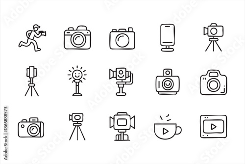 Content Creation and Filming Line Icons for Web and Mobile UI
