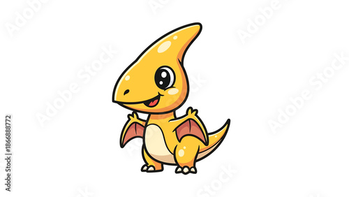 Adorable Cartoon Pterodactyl A Cute Prehistoric Character Illustration.