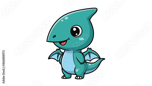 Adorable Cartoon Pterodactyl A Cute Prehistoric Character.