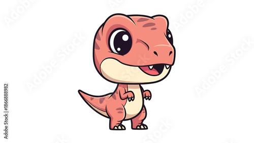 Adorable Cartoon Tyrannosaurus Rex Character Illustration on White Background 4.