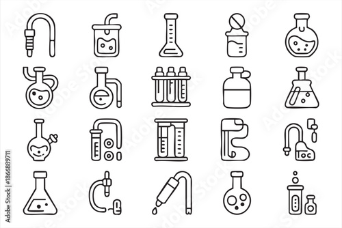 Lab Experiment and Chemical Analysis Icons for Dashboards
