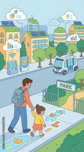 Human centered smart city concepts for urban innovation Smart City Connectivity and Community Network Illustration Smart urban lifestyle backgrounds for technology branding
