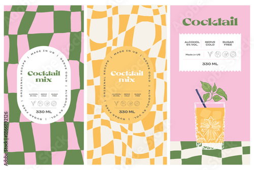 Vibrant Geometric Cocktail Mix and Base Product Labels.