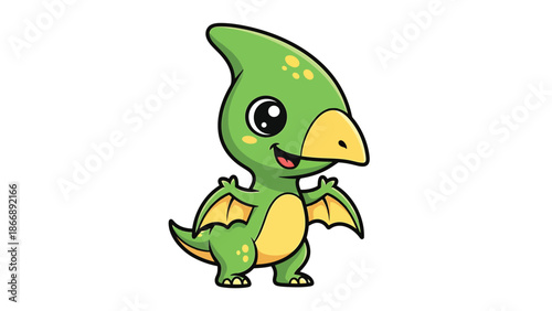 Adorable Cartoon Pterodactyl with Big Eyes and Small Wings 1.