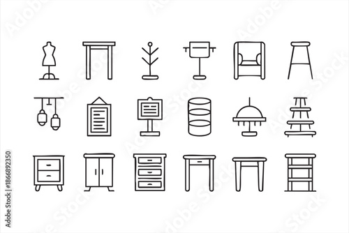 Retail Furniture Icons for Home Decor Dashboards and Apps