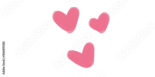 Sweet pink hearts on white background for love and affection