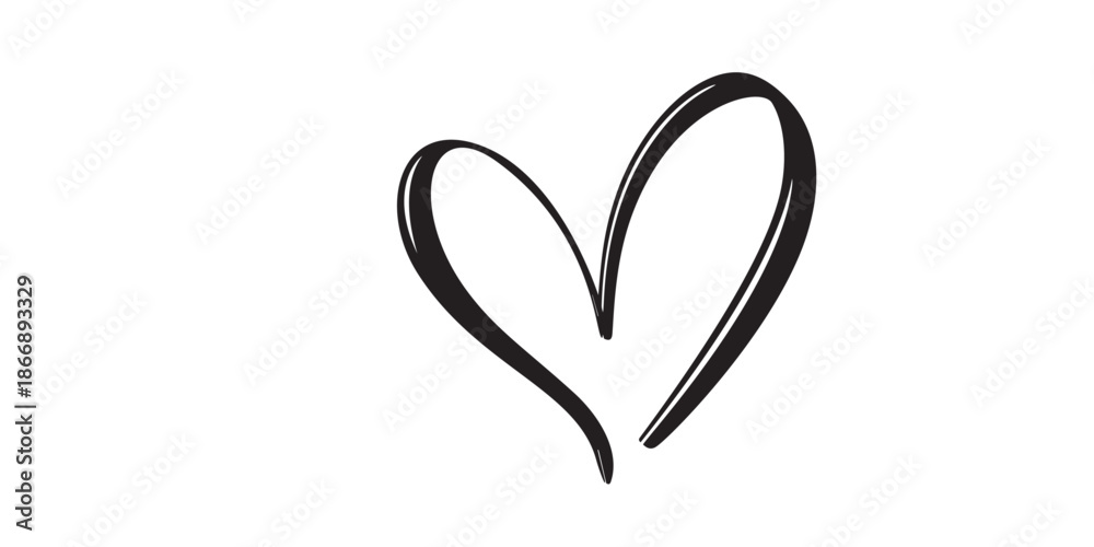 Fototapeta premium Simple hand drawn heart symbol on white background