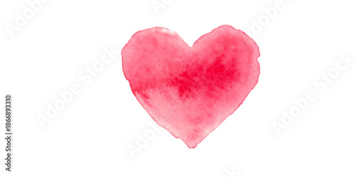 Vibrant pink watercolor heart on white background
