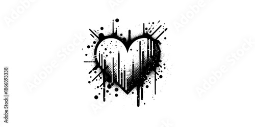 Stunning black heart design with paint splatter effect