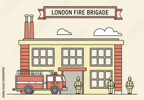London Fire Brigade Station Icon Showing Emergency Fire and Rescue Services