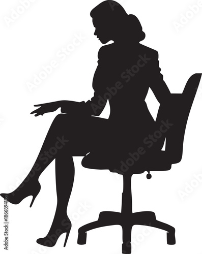 Femme d'affaire assise sur une chaise de bureau - Silhouette
