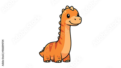 Adorable Cartoon Brontosaurus Illustration with Friendly Expression and Playful Design.