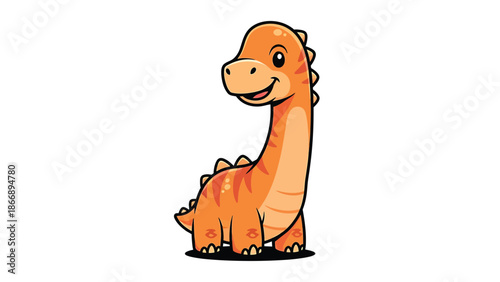 Adorable Cartoon Brontosaurus with a Sweet Smile and Orange Skin.