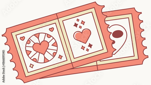 Vibrant heart themed tickets for love and romance events