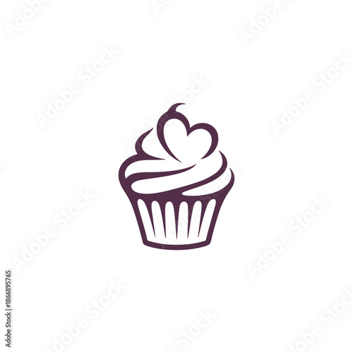 Delightful cupcake with heart frosting