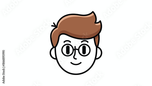 Cartoon man with glasses and brown hair illustration.