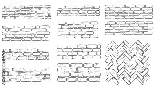 Collection of various brick wall patterns and textures for design