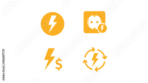 Energy icons representing electricity and renewal