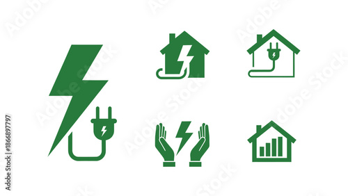 Energy saving icons for home efficiency