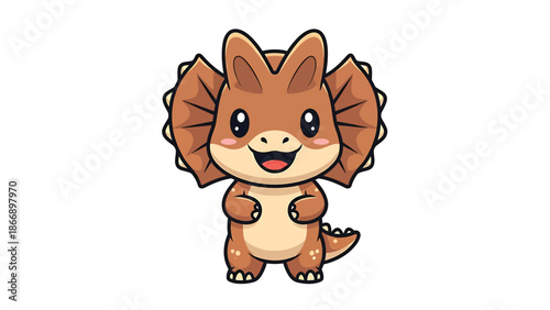 Adorable Cartoon Dilophosaurus with Frills and Big Eyes 1.