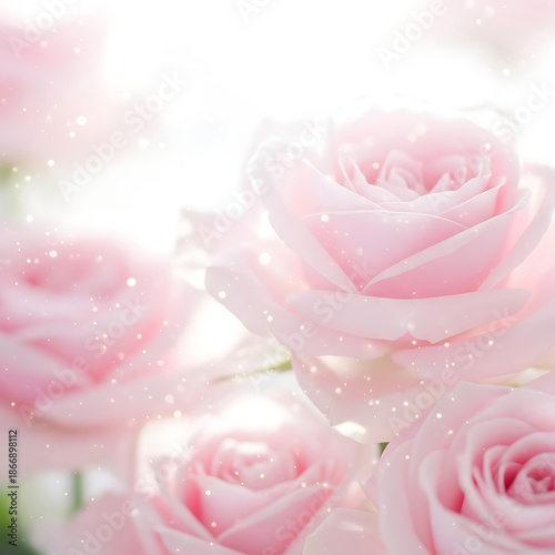 Soft Pink Roses in Bloom