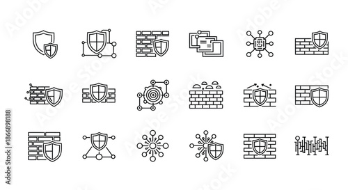 Collection of security and network icons