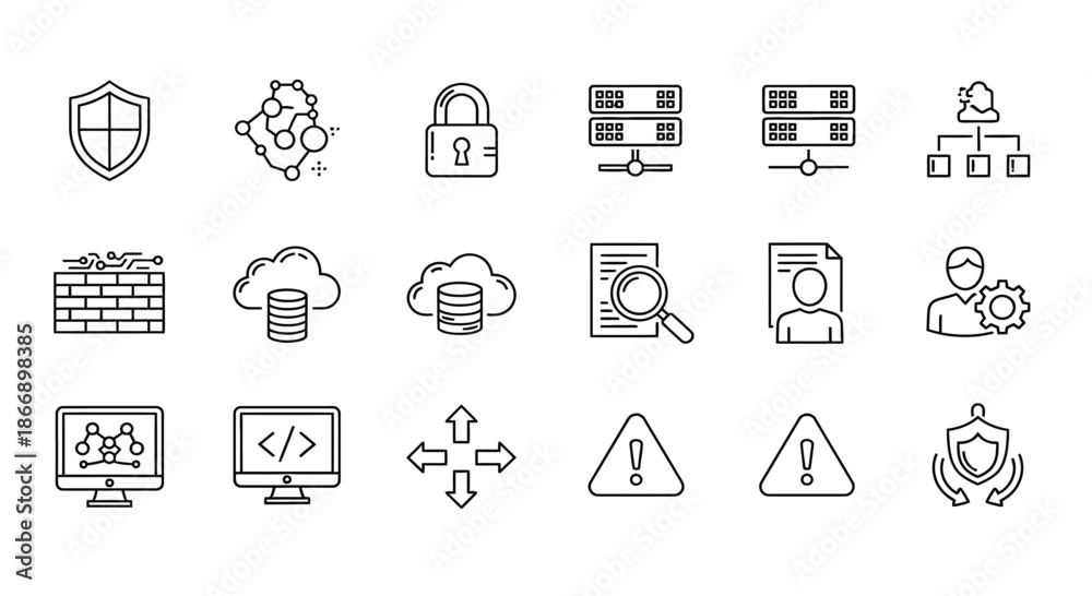 Fototapeta premium Information security and data management icons