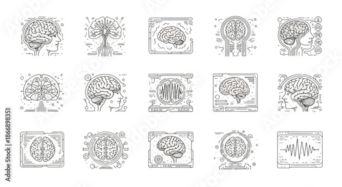 Illustrations of brain and neural concepts