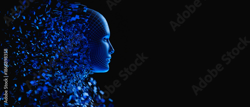 Digital Transformation: AI Artificial Intelligence in Human Face Head