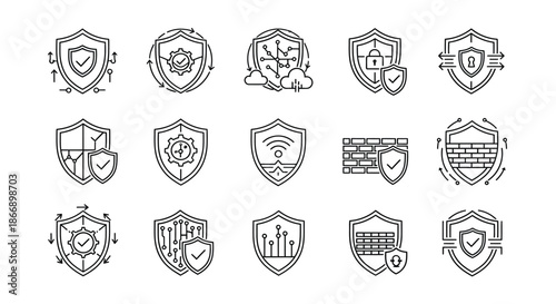 Collection of security and protection icons