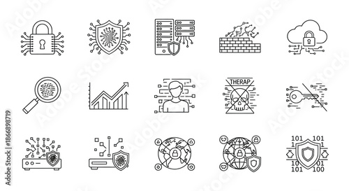 Collection of security and data protection icons