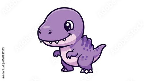 Adorable Purple Cartoon Dinosaur with Big Eyes and a Friendly Smile.