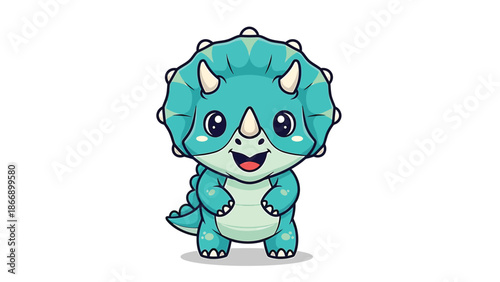 Adorable Cartoon Triceratops with Big Eyes and a Cute Smile.