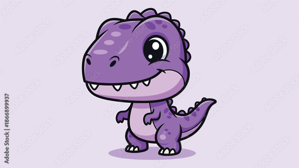 Obraz premium Adorable Purple Cartoon Dinosaur with Big Eyes and Small Teeth 1.