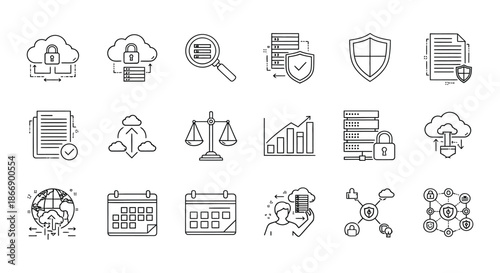 Essential icons for data security and management