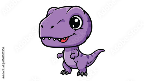 Adorable Purple Cartoon Tyrannosaurus Rex with Big Eyes 1.