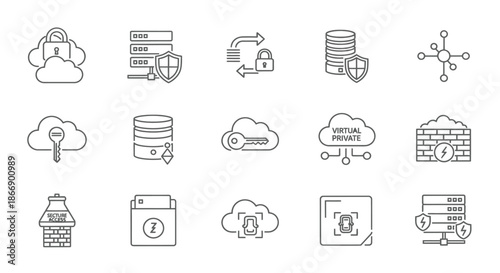 Illustrations of cloud security and data protection