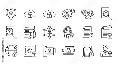 Collection of security and data protection icons