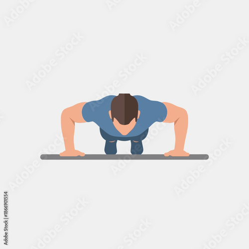 Dynamic Illustration of a Man Engaged in a Push-Up Exercise, Demonstrating Strength and Fitness Through Dedicated Bodyweight Training and Workout Routines