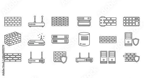 Network and computer hardware icons collection
