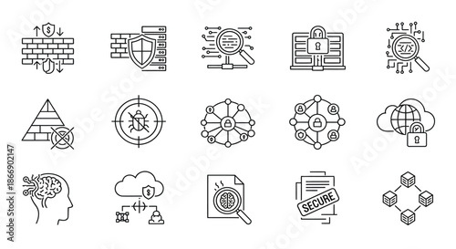 Collection of security and data protection icons