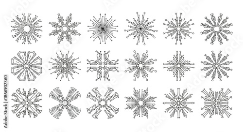 Collection of intricate snowflake designs