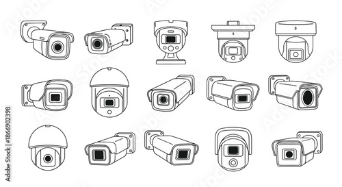 Collection of various security cameras