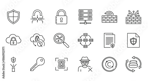 Various security icons representing data protection