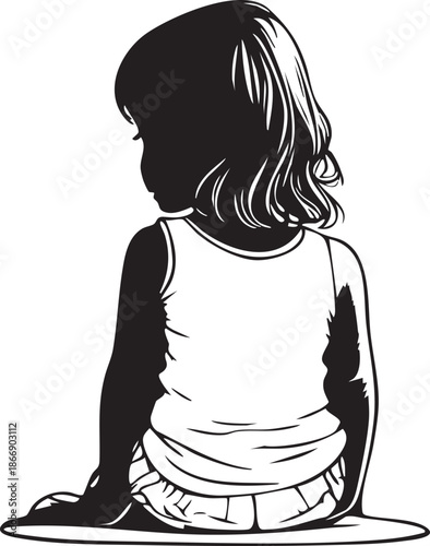 Fille assise vue de dos - Silhouette