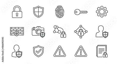 Various security icons representing protection and safety