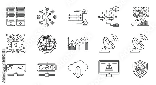 Network security and data protection icons