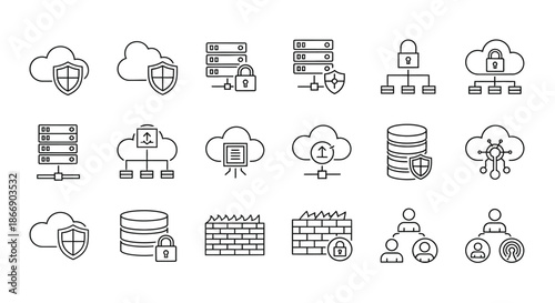 Cloud security and data protection icons